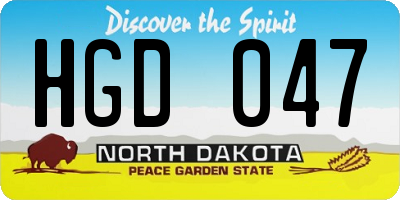 ND license plate HGD047