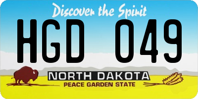 ND license plate HGD049