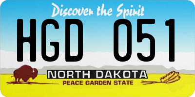ND license plate HGD051