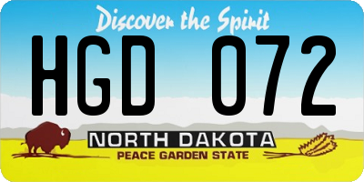 ND license plate HGD072