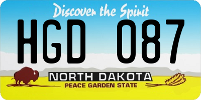 ND license plate HGD087