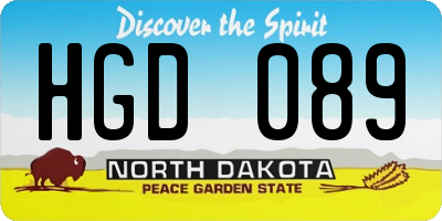 ND license plate HGD089
