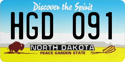 ND license plate HGD091