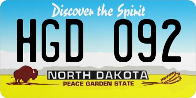 ND license plate HGD092