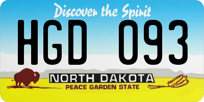 ND license plate HGD093