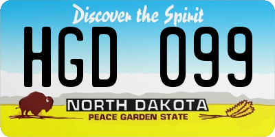 ND license plate HGD099