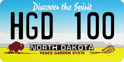 ND license plate HGD100