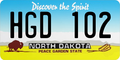 ND license plate HGD102