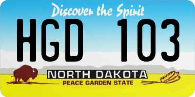 ND license plate HGD103