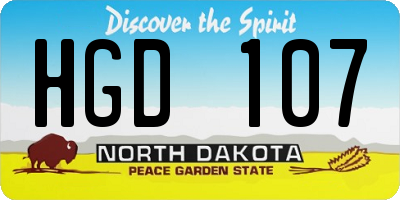 ND license plate HGD107