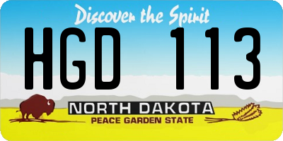 ND license plate HGD113