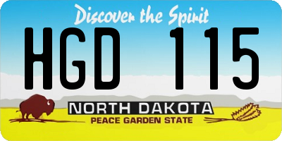 ND license plate HGD115