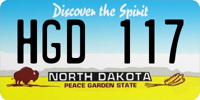 ND license plate HGD117