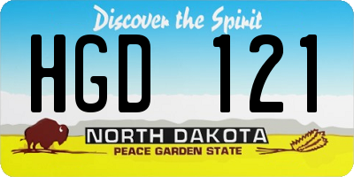 ND license plate HGD121