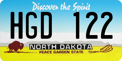 ND license plate HGD122
