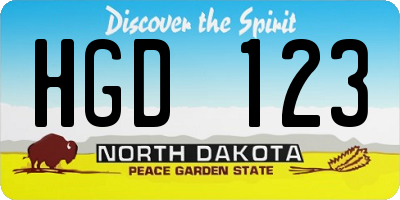 ND license plate HGD123