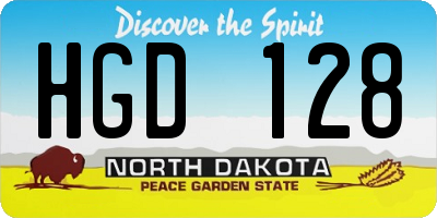 ND license plate HGD128