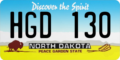 ND license plate HGD130