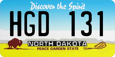 ND license plate HGD131