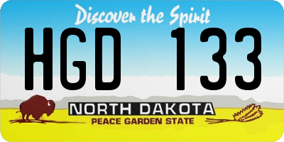 ND license plate HGD133