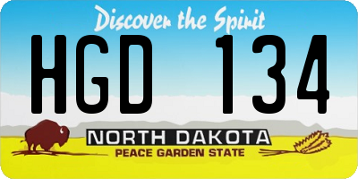 ND license plate HGD134