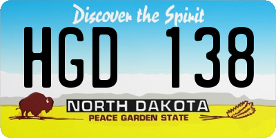 ND license plate HGD138
