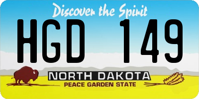 ND license plate HGD149