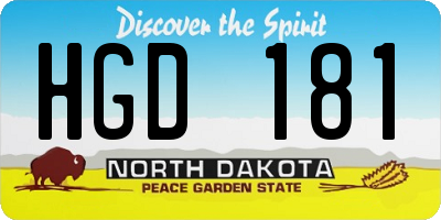 ND license plate HGD181