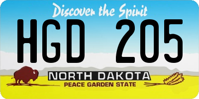 ND license plate HGD205