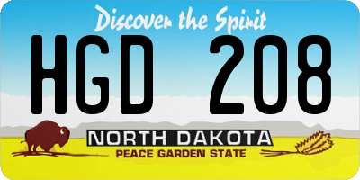 ND license plate HGD208