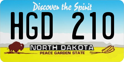 ND license plate HGD210