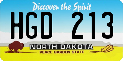 ND license plate HGD213