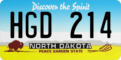 ND license plate HGD214