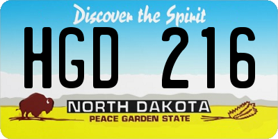 ND license plate HGD216