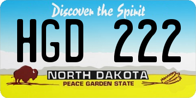 ND license plate HGD222