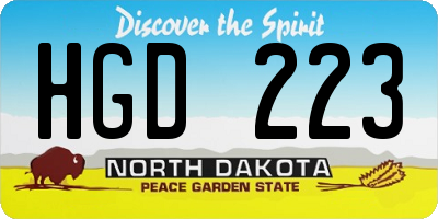 ND license plate HGD223