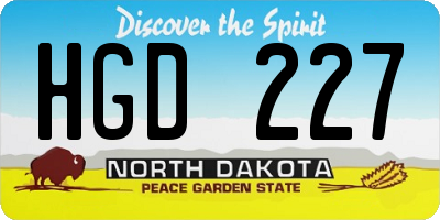 ND license plate HGD227