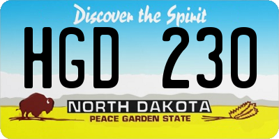 ND license plate HGD230