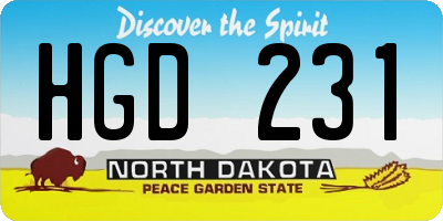 ND license plate HGD231