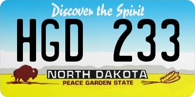 ND license plate HGD233
