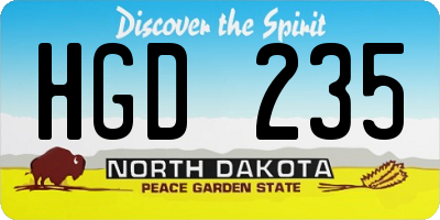 ND license plate HGD235