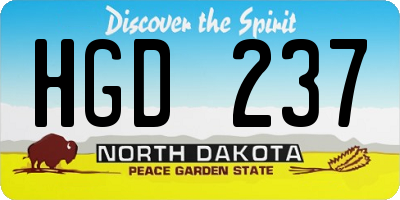 ND license plate HGD237