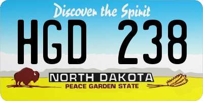 ND license plate HGD238