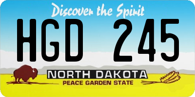 ND license plate HGD245