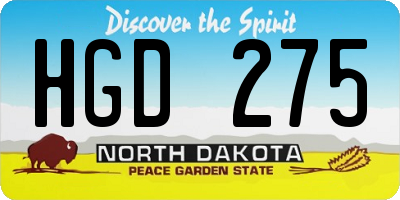 ND license plate HGD275