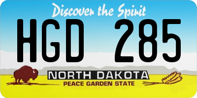 ND license plate HGD285