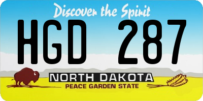 ND license plate HGD287