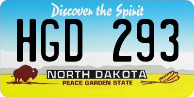 ND license plate HGD293