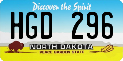 ND license plate HGD296