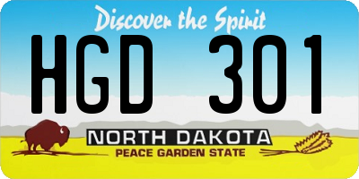 ND license plate HGD301